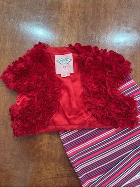 Phoebe Couture Red Rosette Bolero/Shrug